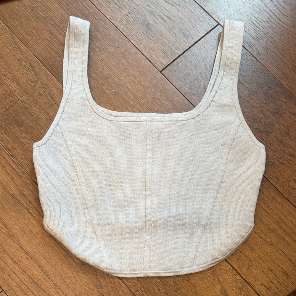 Aritzia Babaton Sculpt Knit Squareneck Bustier Tank Medium in Blue - C27-004